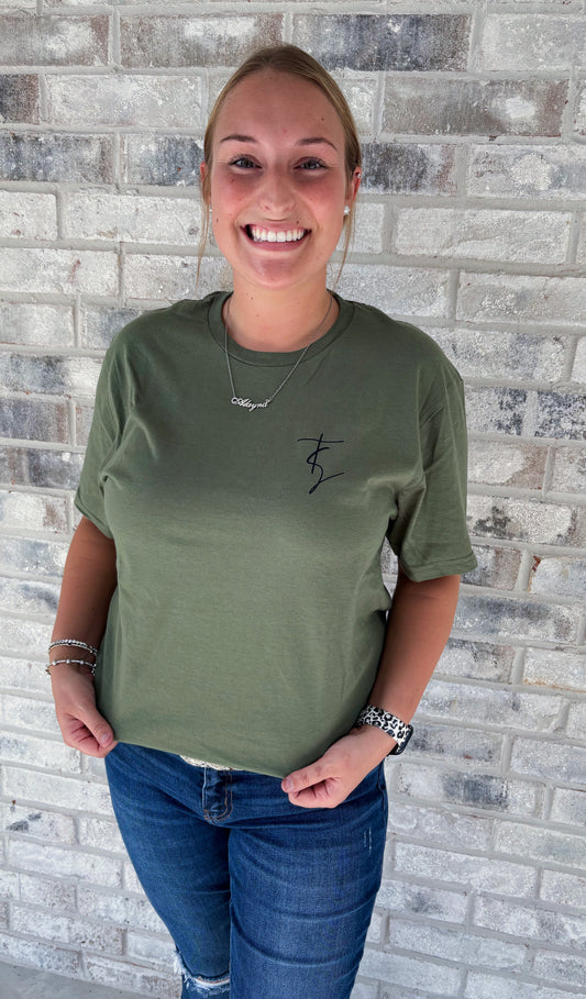 Olive front pocket tee