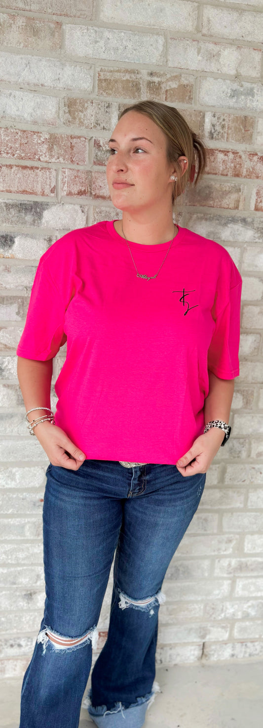 Hot pink & black signature TS Tee